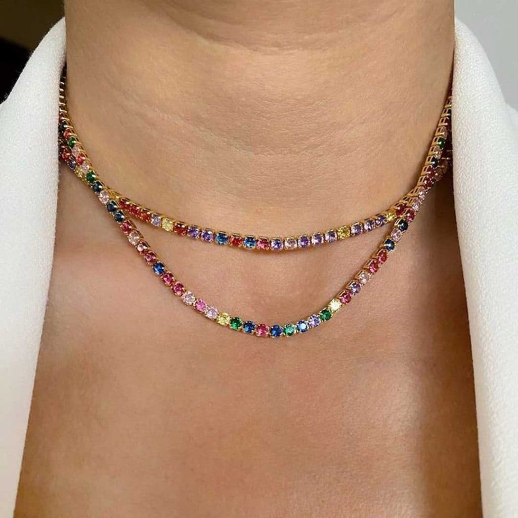 قشنگ ترین مدل های گردنبند جواهر با سنگ های رنگی