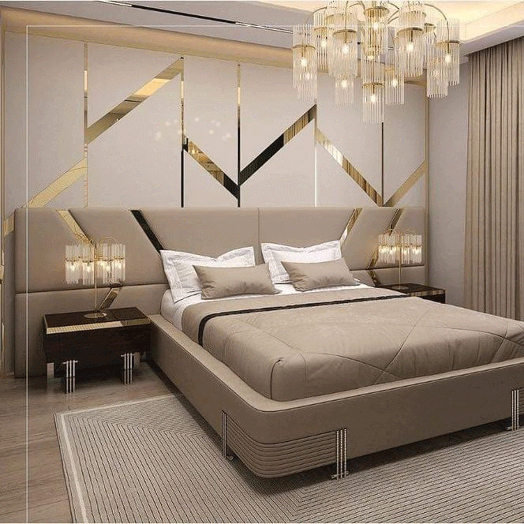 دیزاین لوکس دیوار پشت تخت خواب 