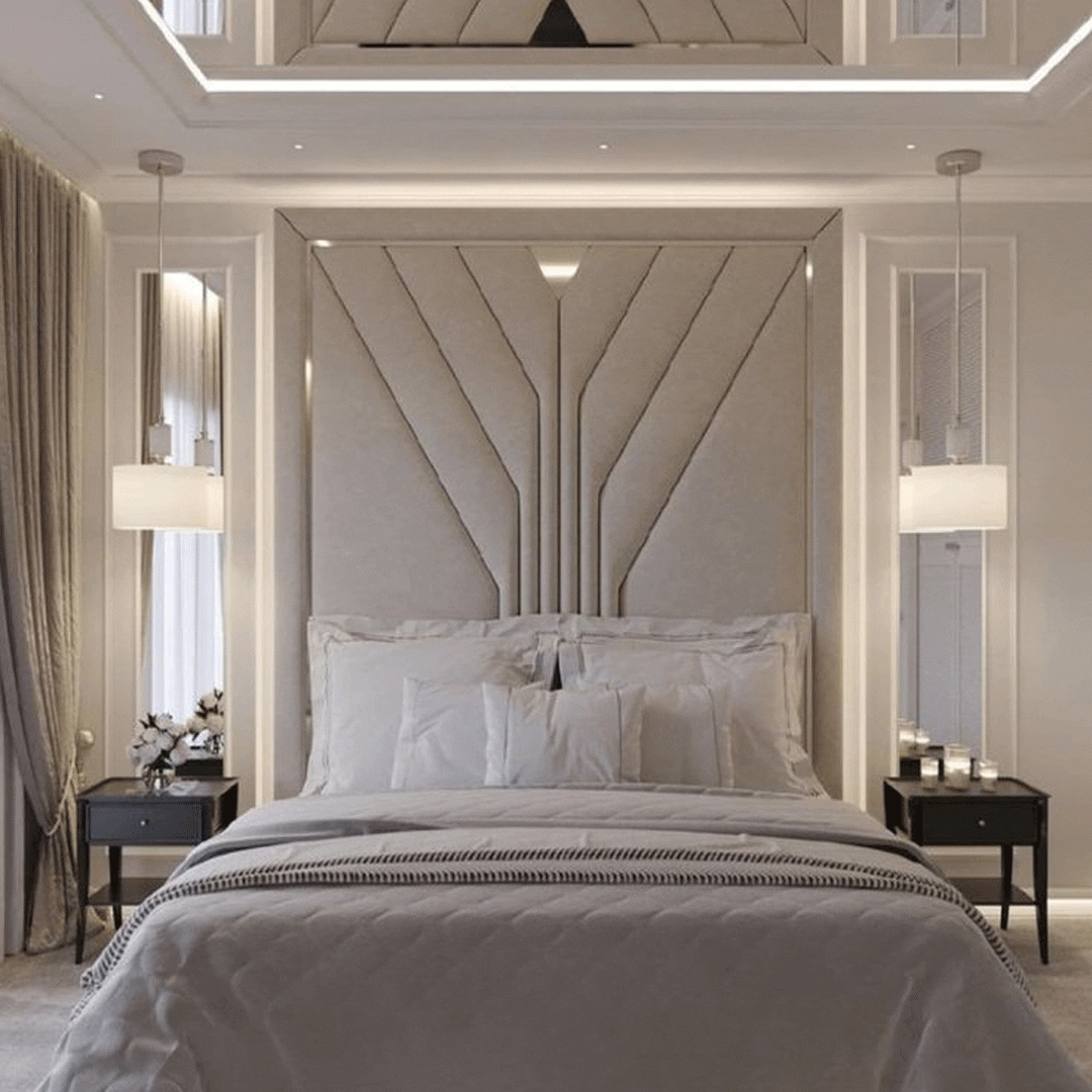 دیزاین دیوار پشت تخت خواب ساده