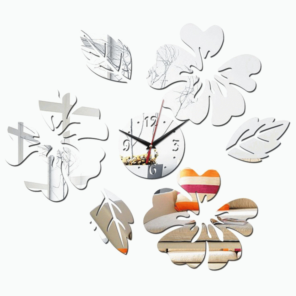 ساعت دیواری آینه ای طرح گل