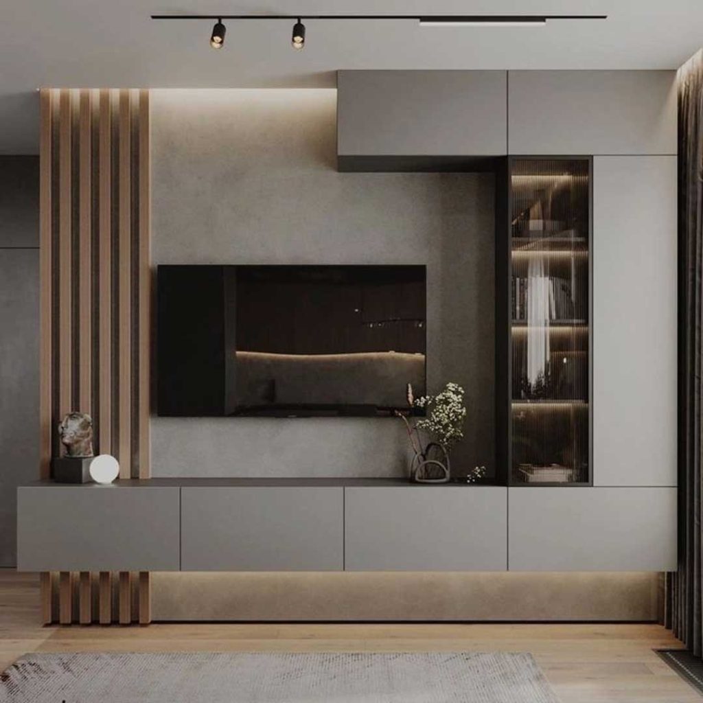 دیزاین دیوار تلویزیون بوفه ای