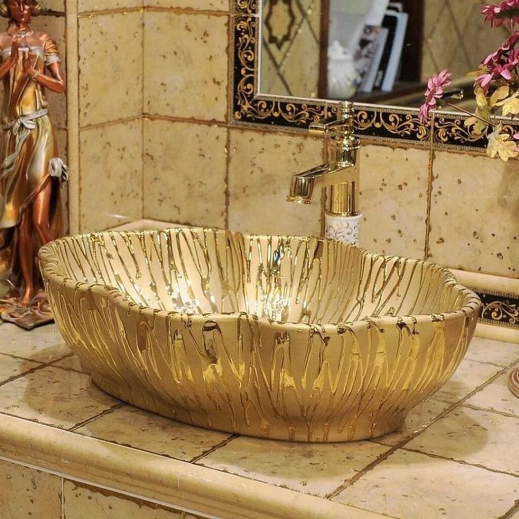  دیزاین روشویی طلایی زیبا