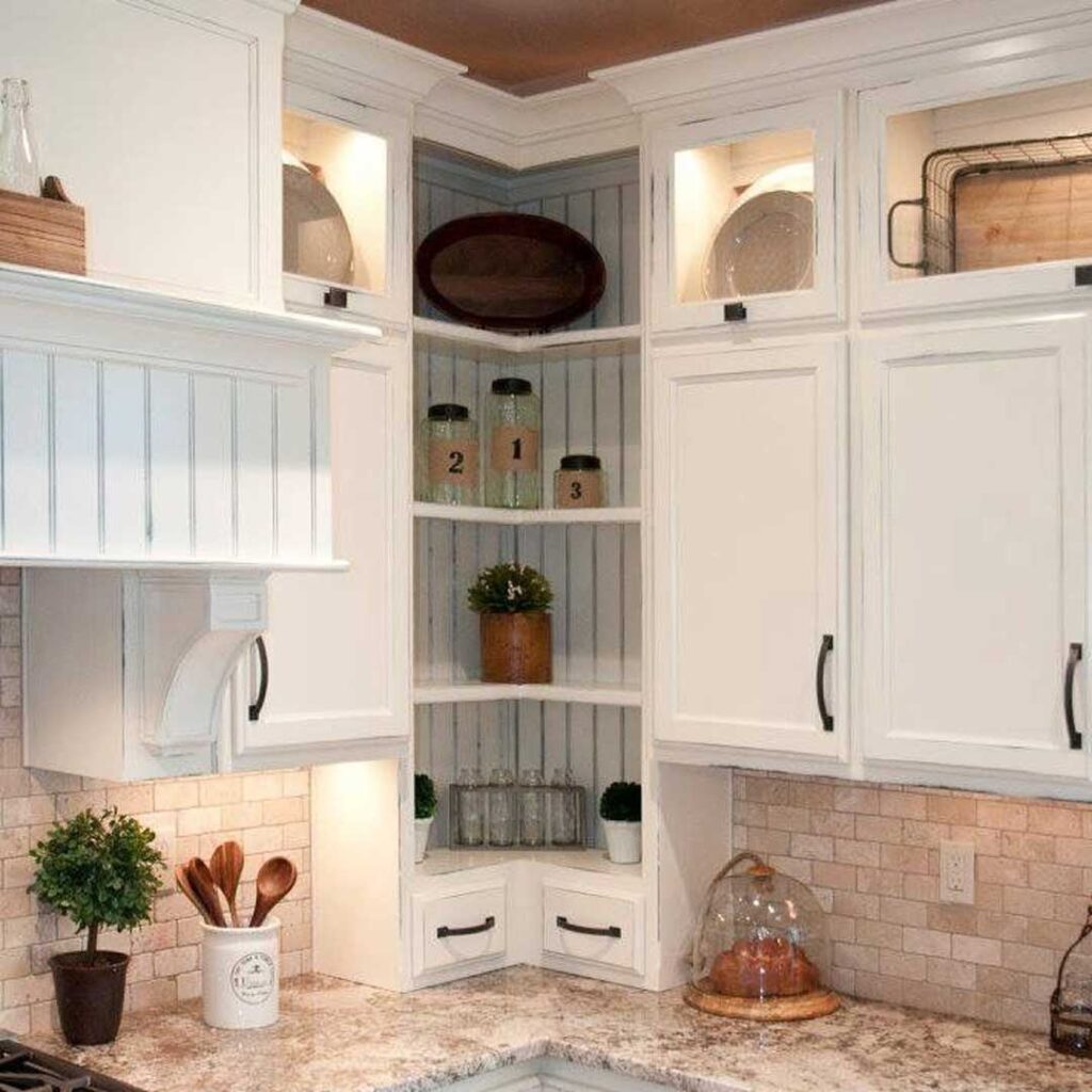 دیزاین کابینت گوشه آشپزخانه زیبا