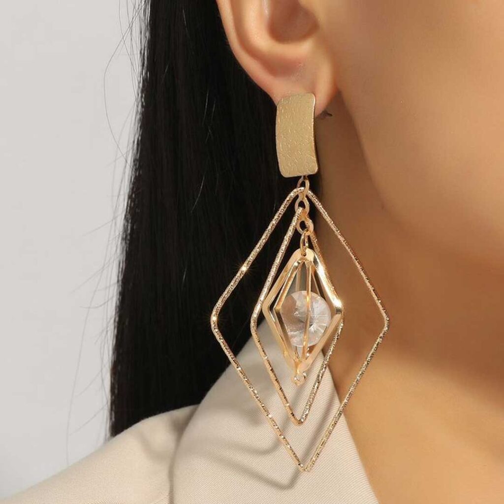  گوشواره اسپورت دخترانه لوزی درهم