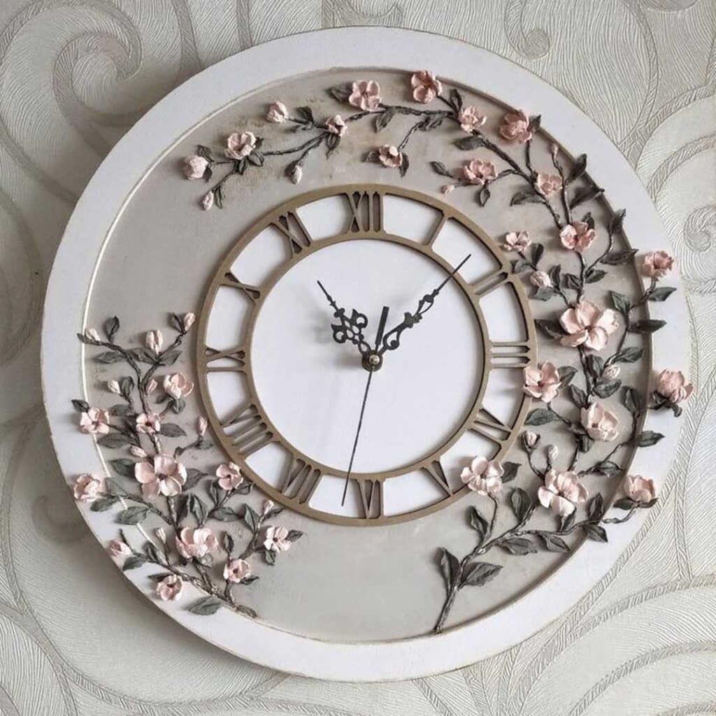 ساعت دیواری طرح گل گرد