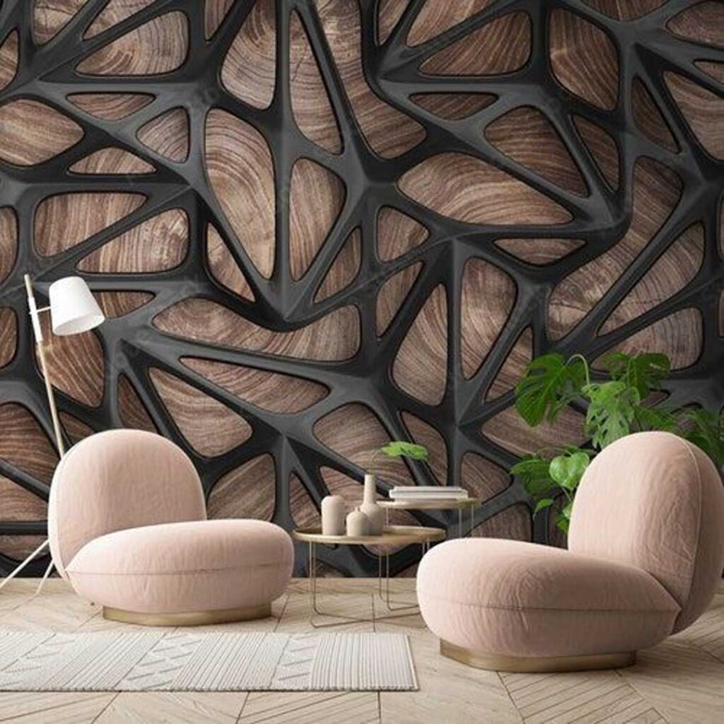 دیزاین فانتزی دیوار با چوب