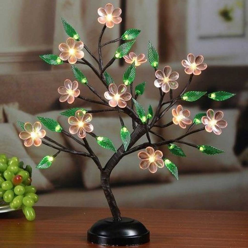 روشنایی رومیزی مینیمال طرح گل درختی