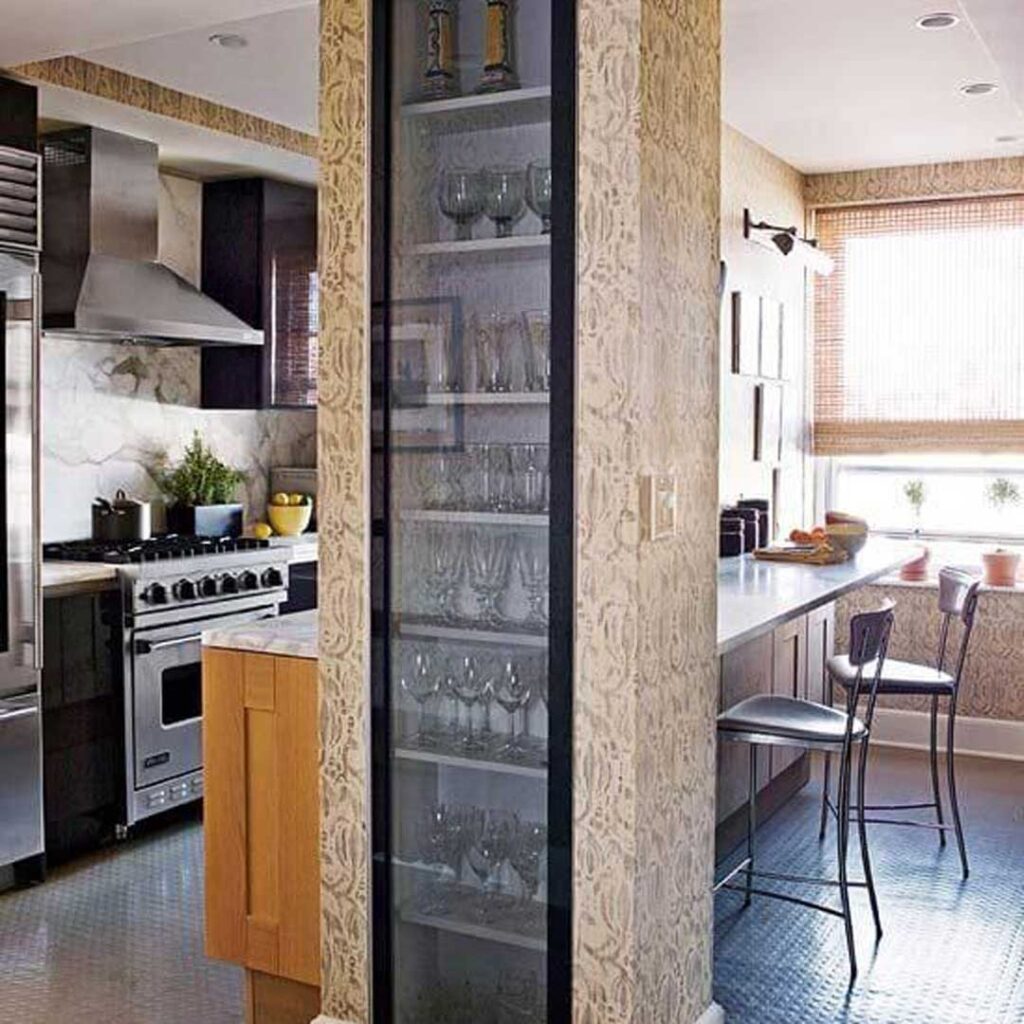 دیزاین ستون آشپزخانه شیشه ای