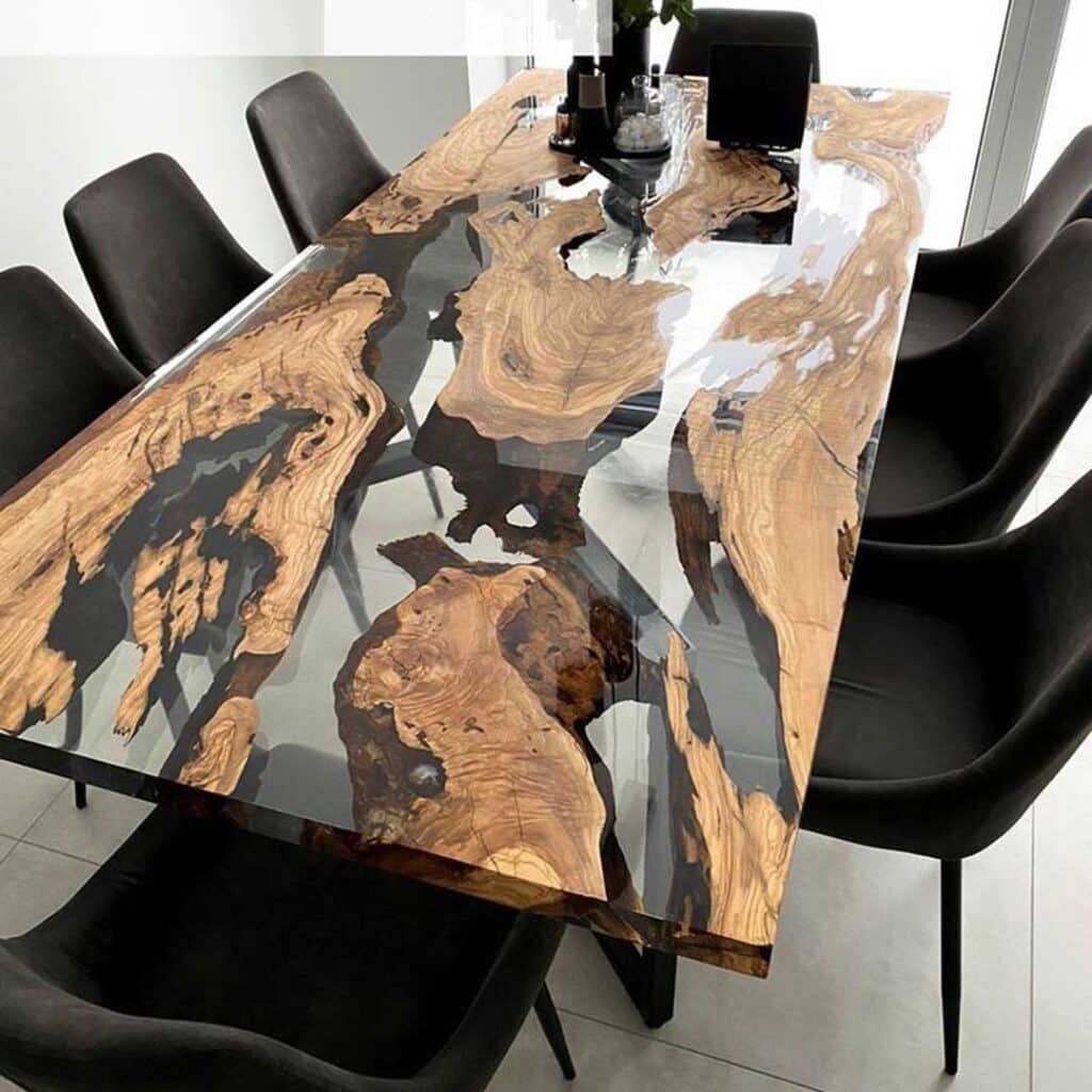 میز غذاخوری چوب و شیشه