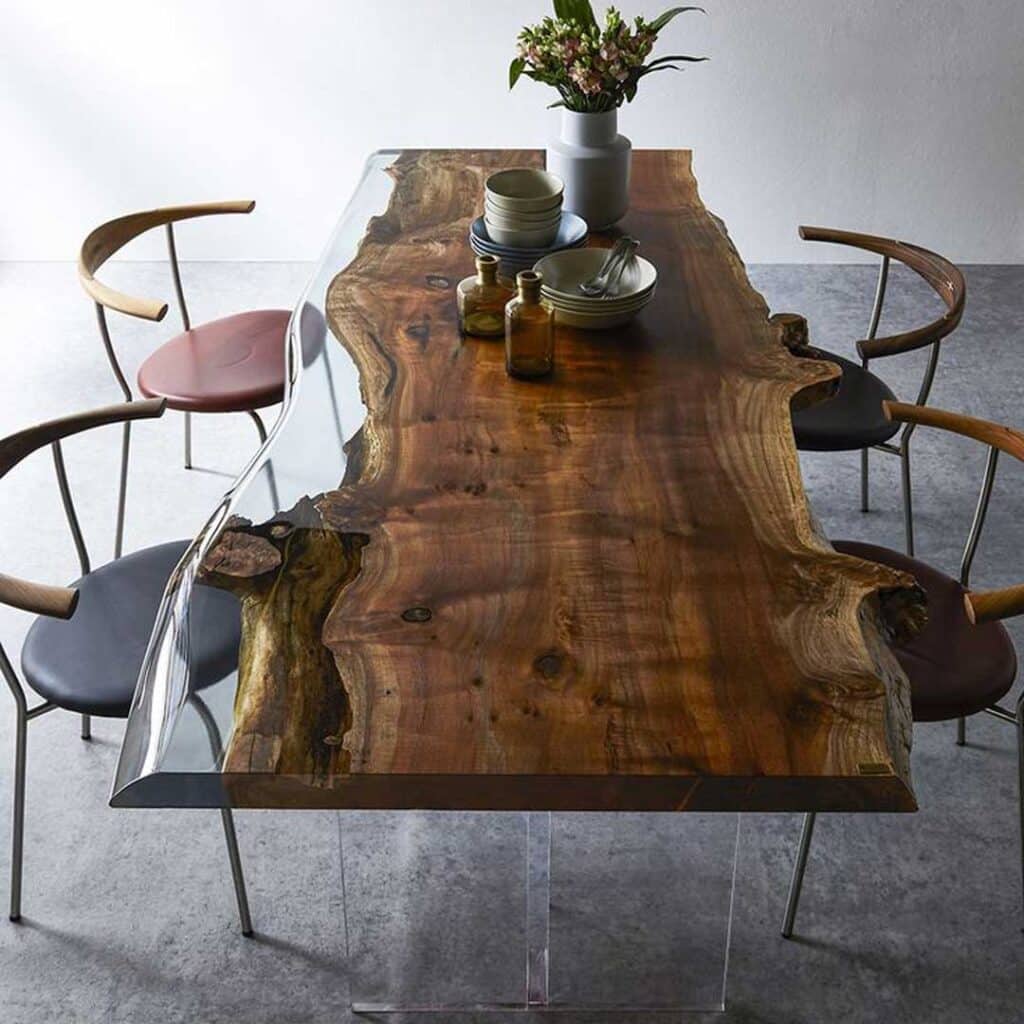 میز غذاخوری رزین چوبی