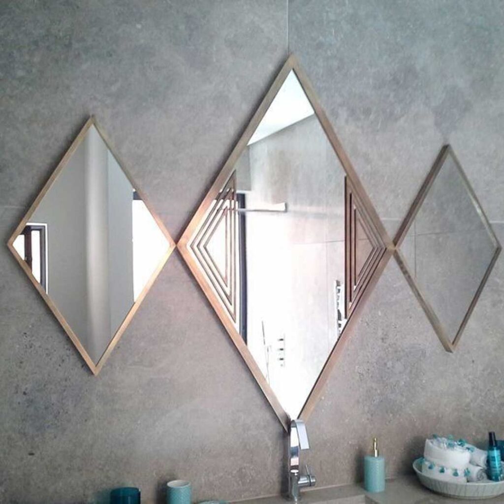 آینه دیواری طرح لوزی سه تایی