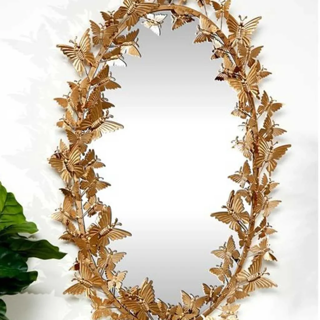 آینه دیواری طرح پروانه بیضی
