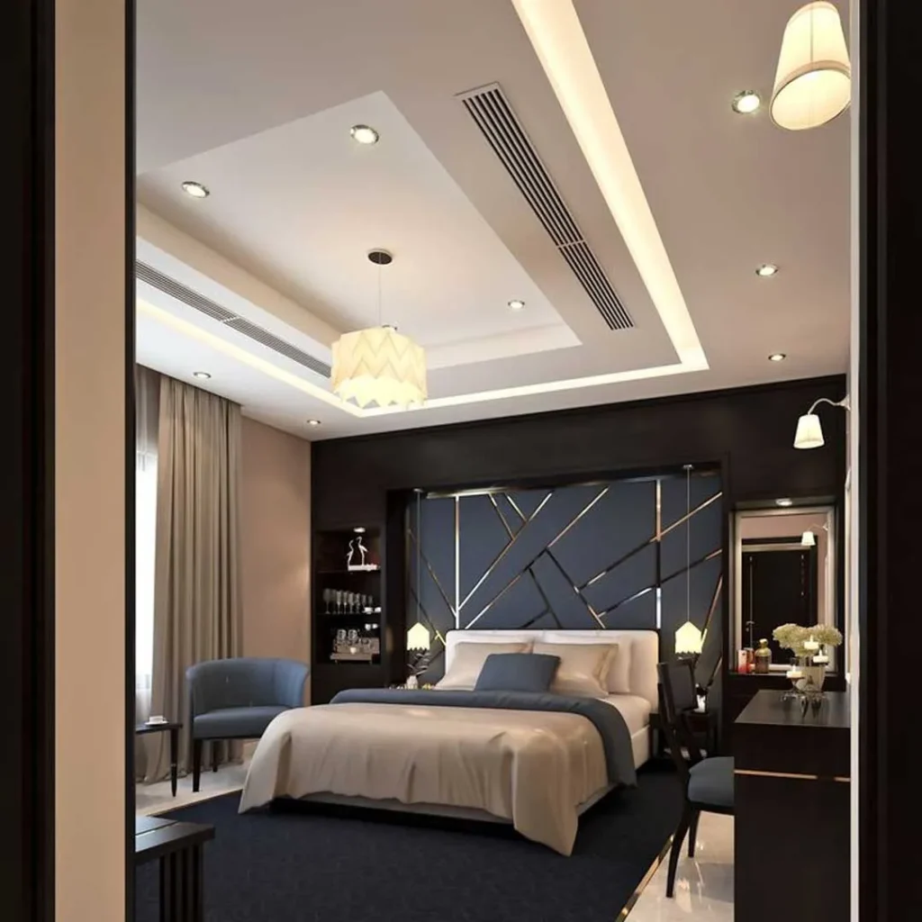  کناف کاری سقف اتاق خواب مینیمال