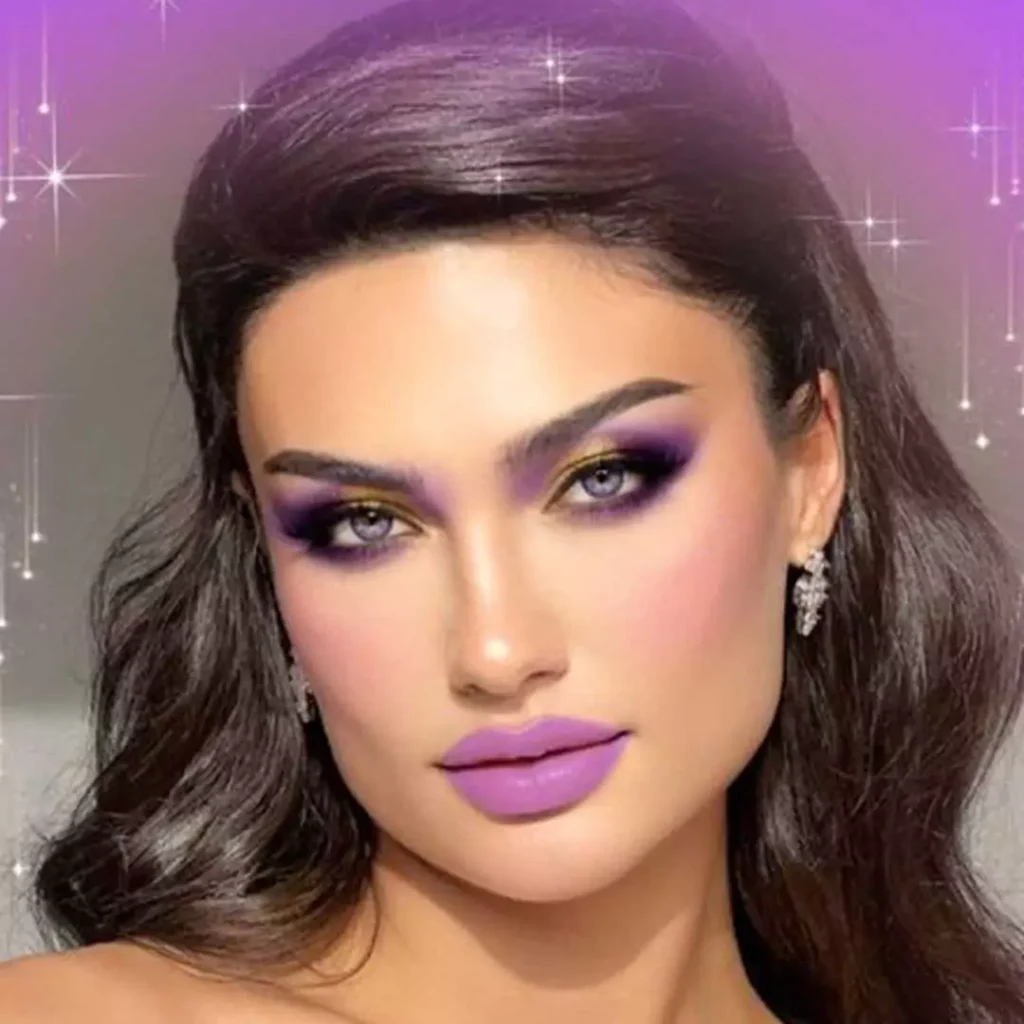 میکاپ با رژ بنفش