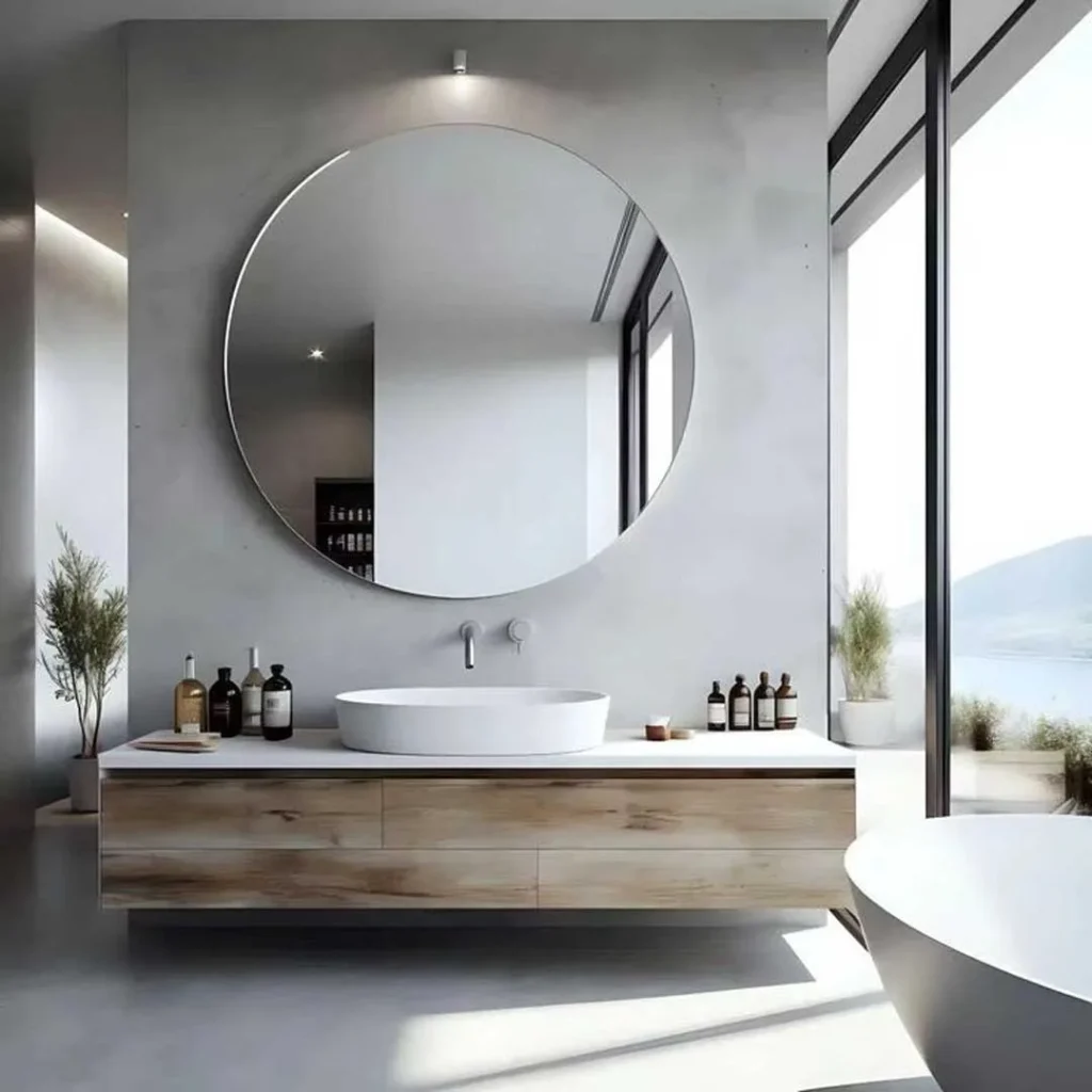 طراحی روشویی با آینه گرد
بزرگ