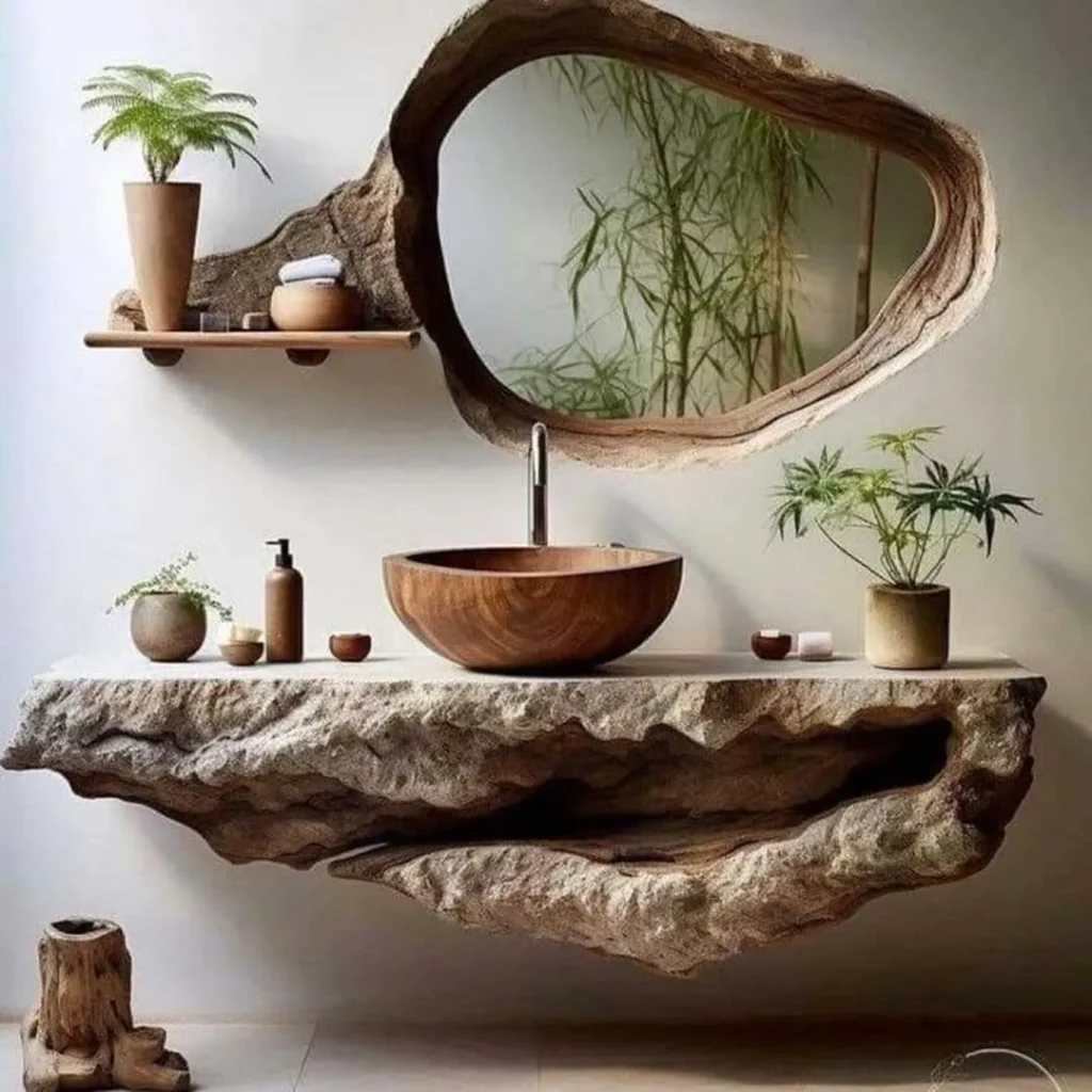 سینک روشویی چوبی جذاب