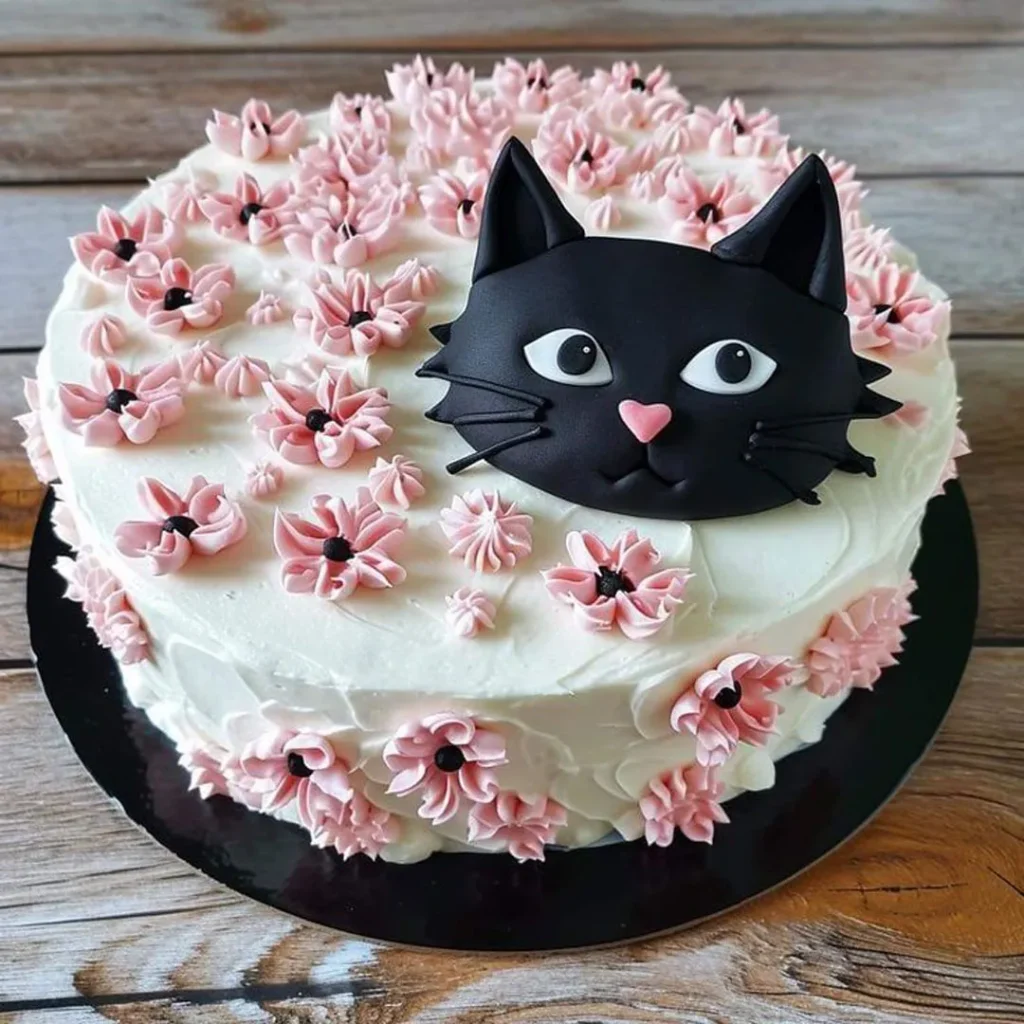 کیک  تولدطرح گربه فانتزی