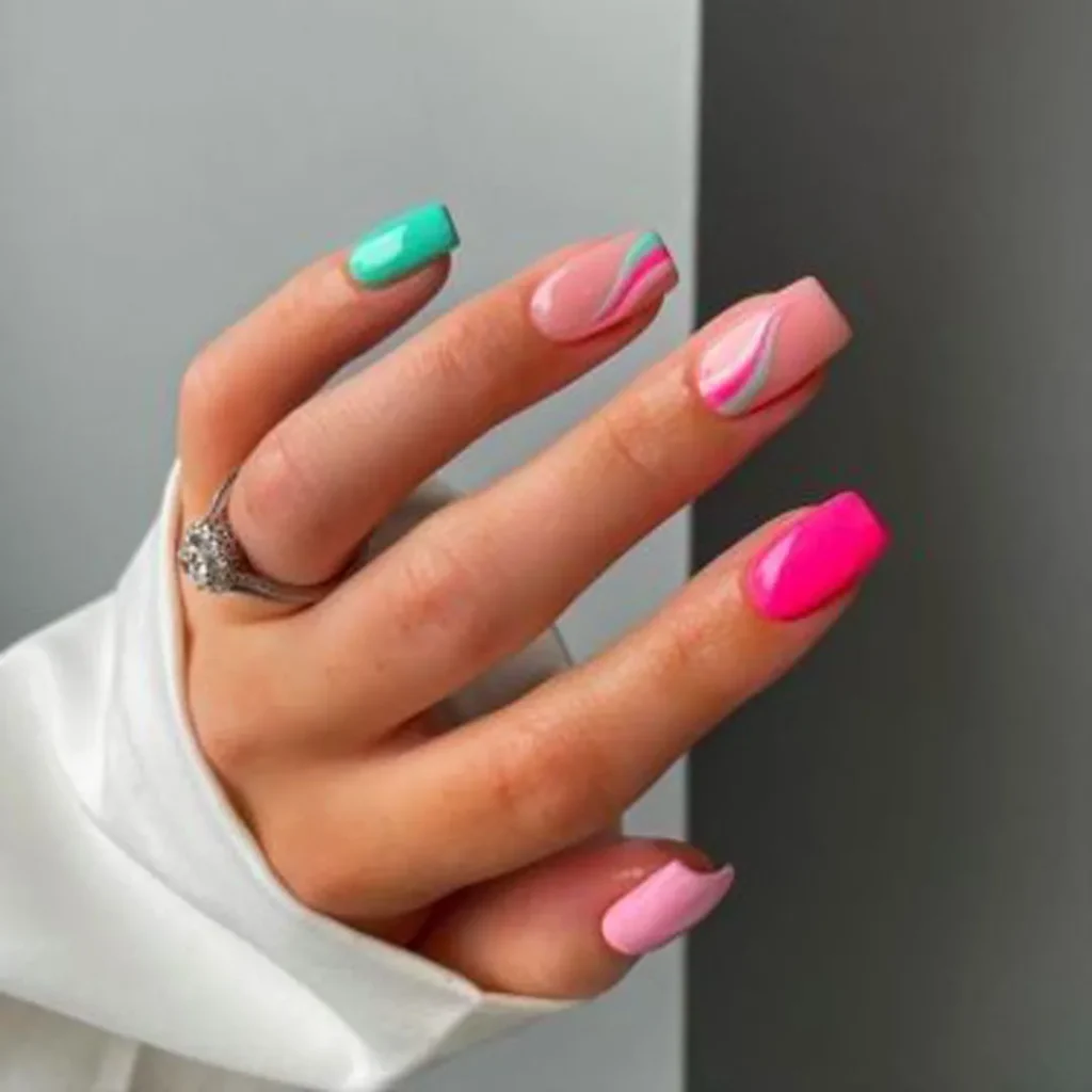 Nails with happy spring colors for girls