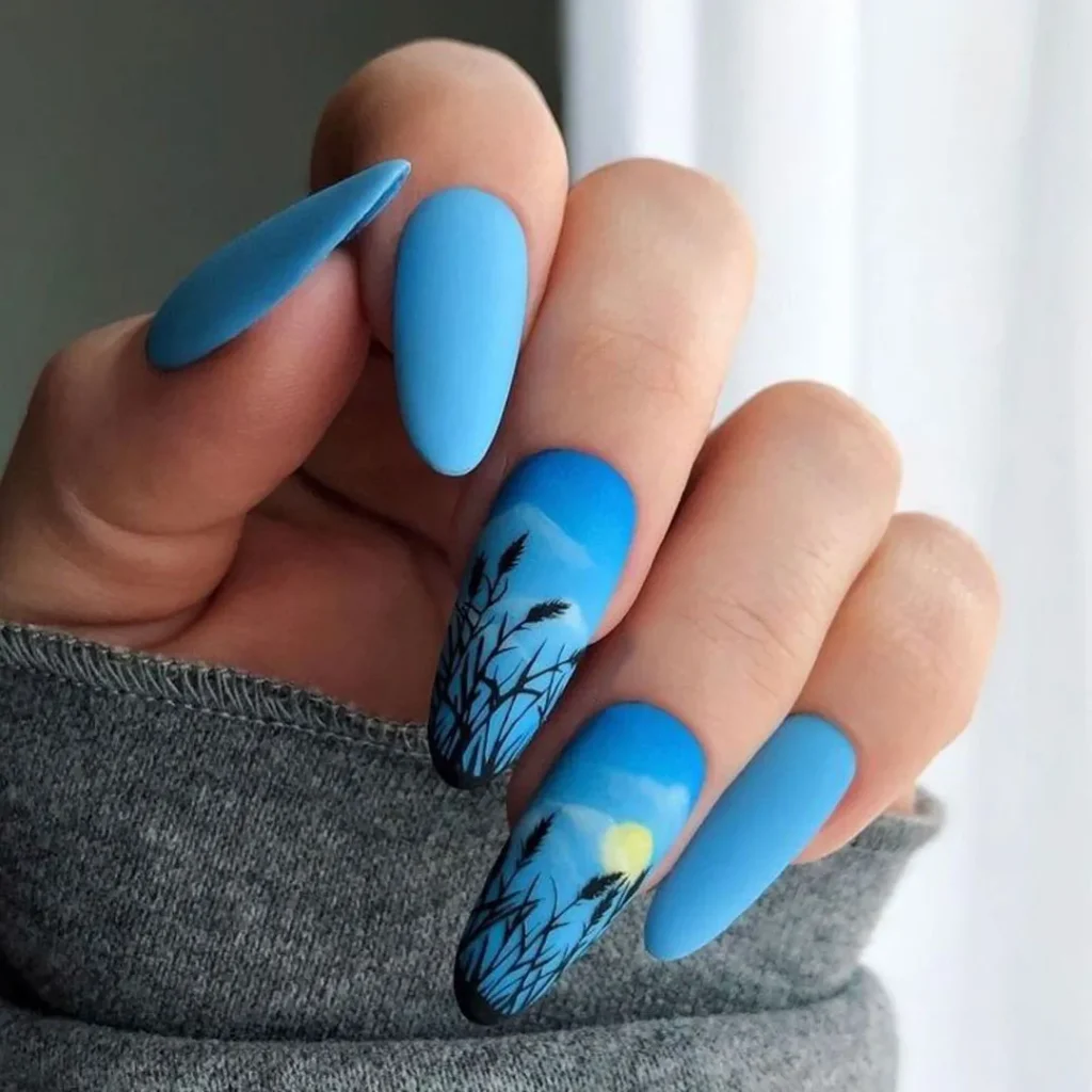   Nails with cute landscape design