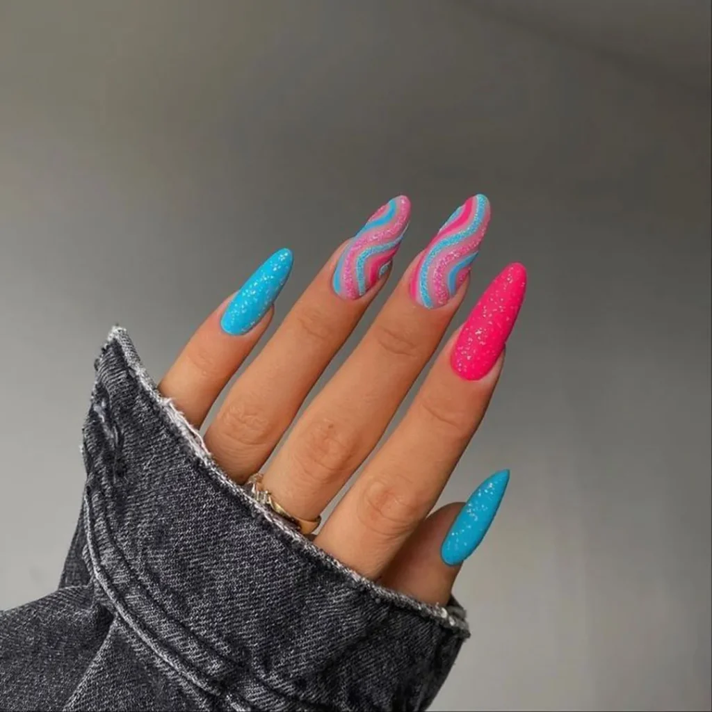Beautiful nails with happy spring colors