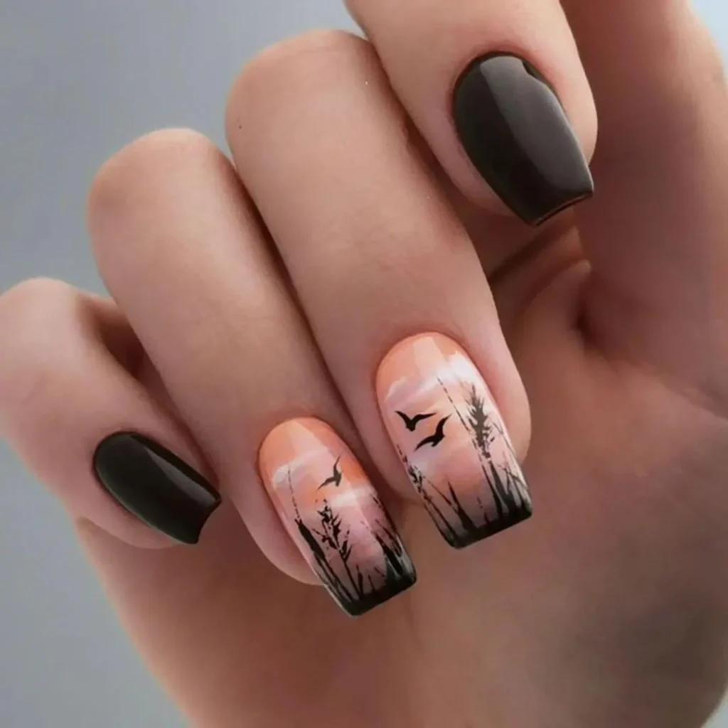   Nails with a stylish landscape design