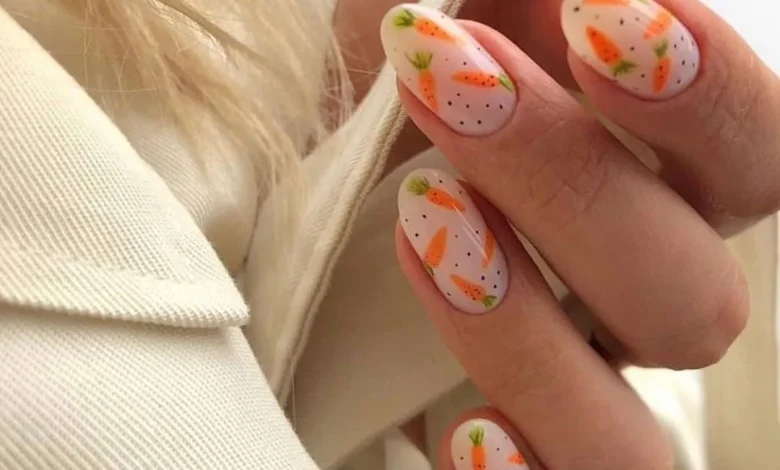 Cute carrot nail design