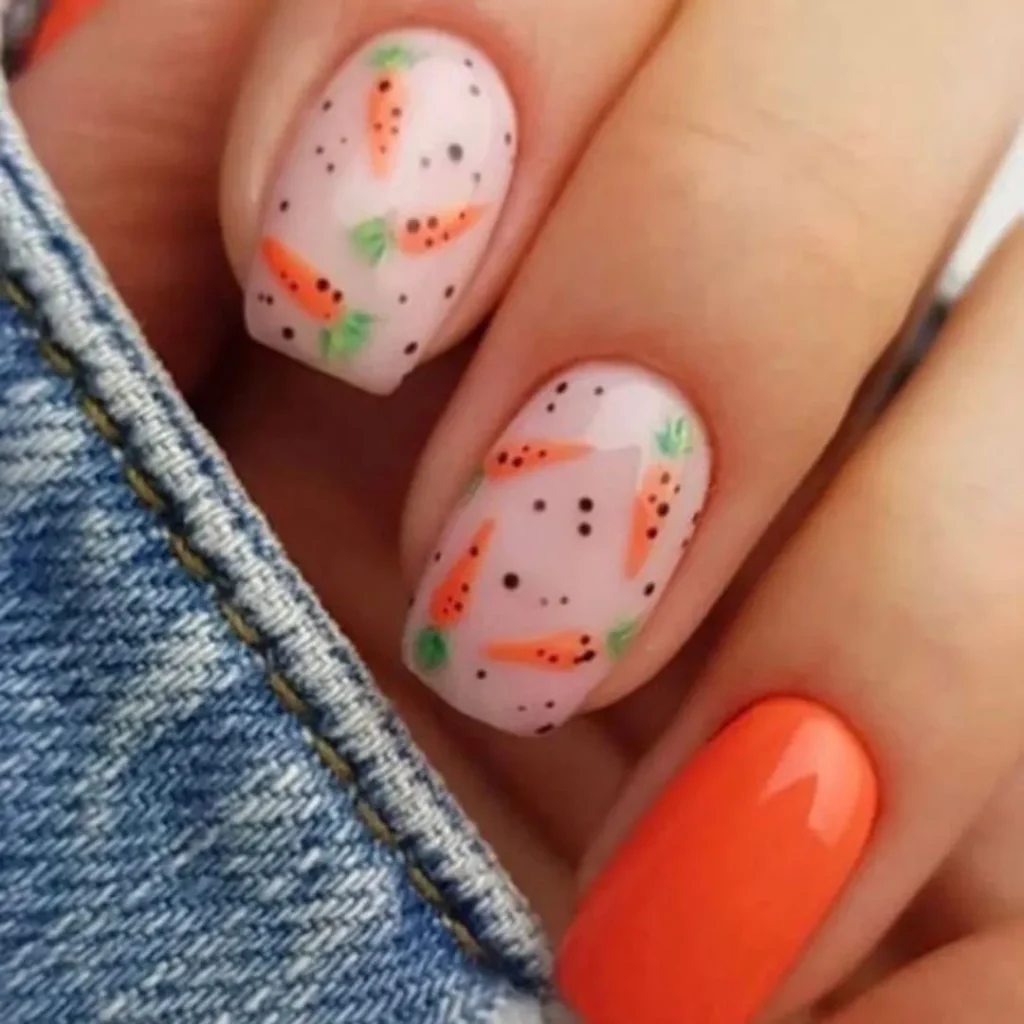   Cute carrot nail design