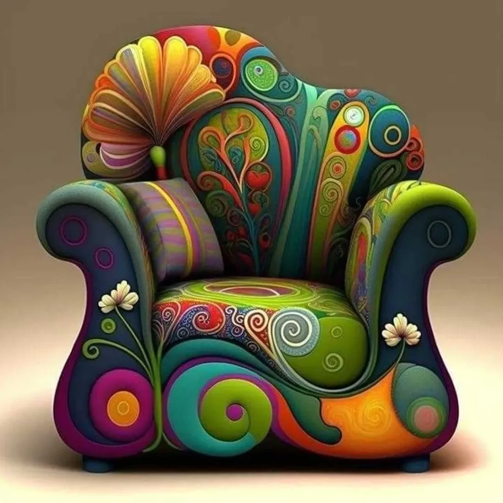  صندلی رنگارنگ فانتزی طرح گل