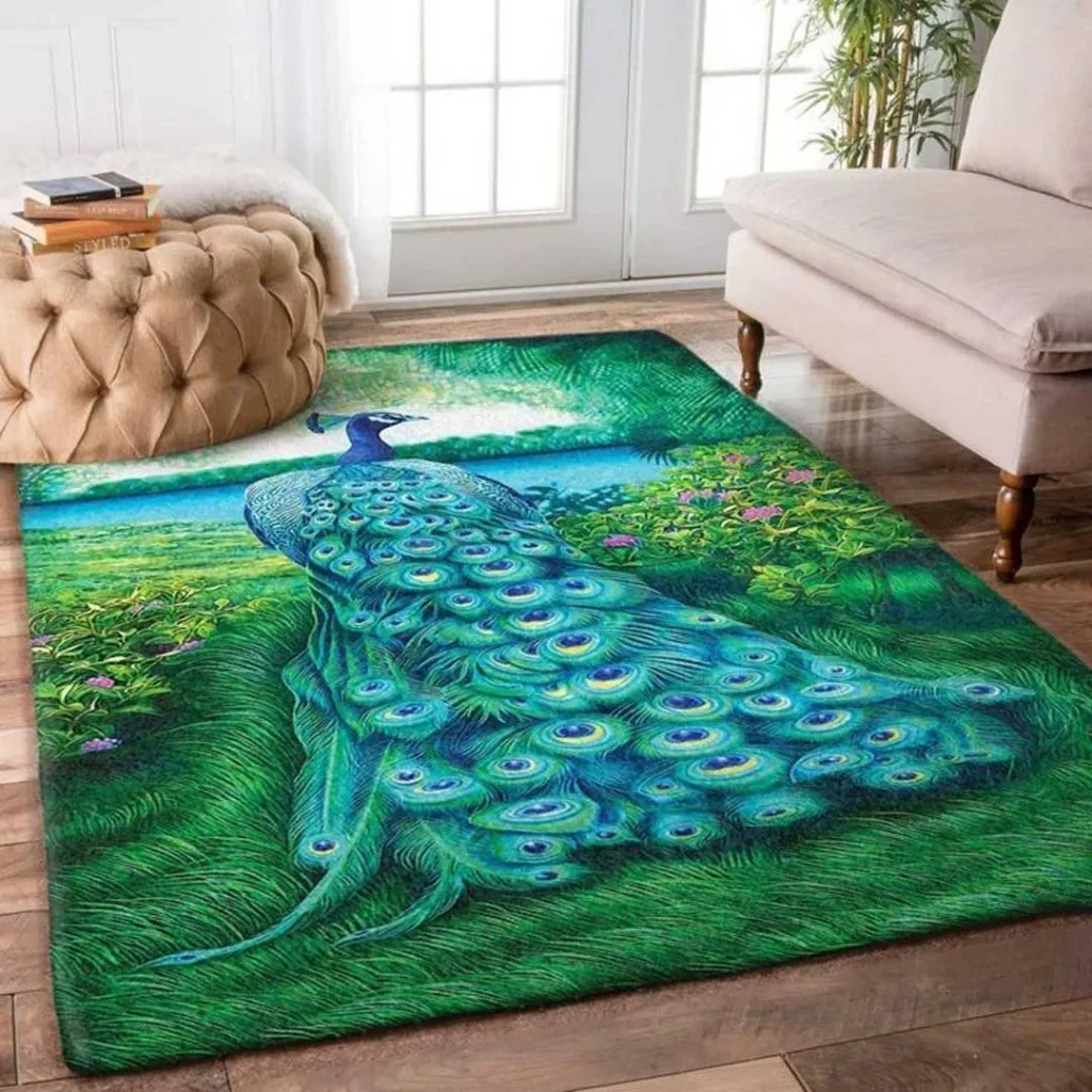  فرش طرح طاووس زیبا