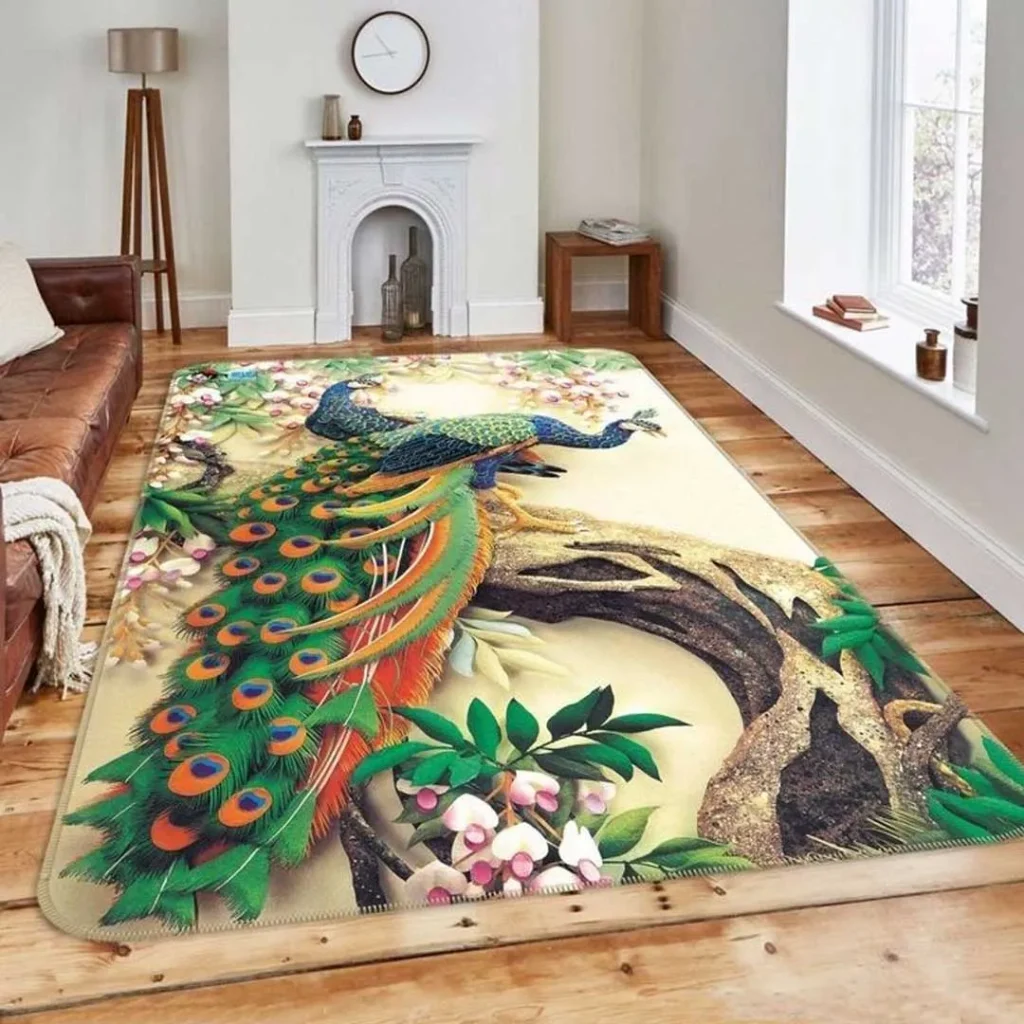  فرش طرح طاووس زیبا