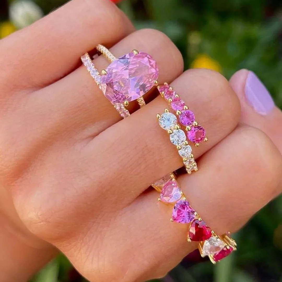   Ring with luxury pink stone