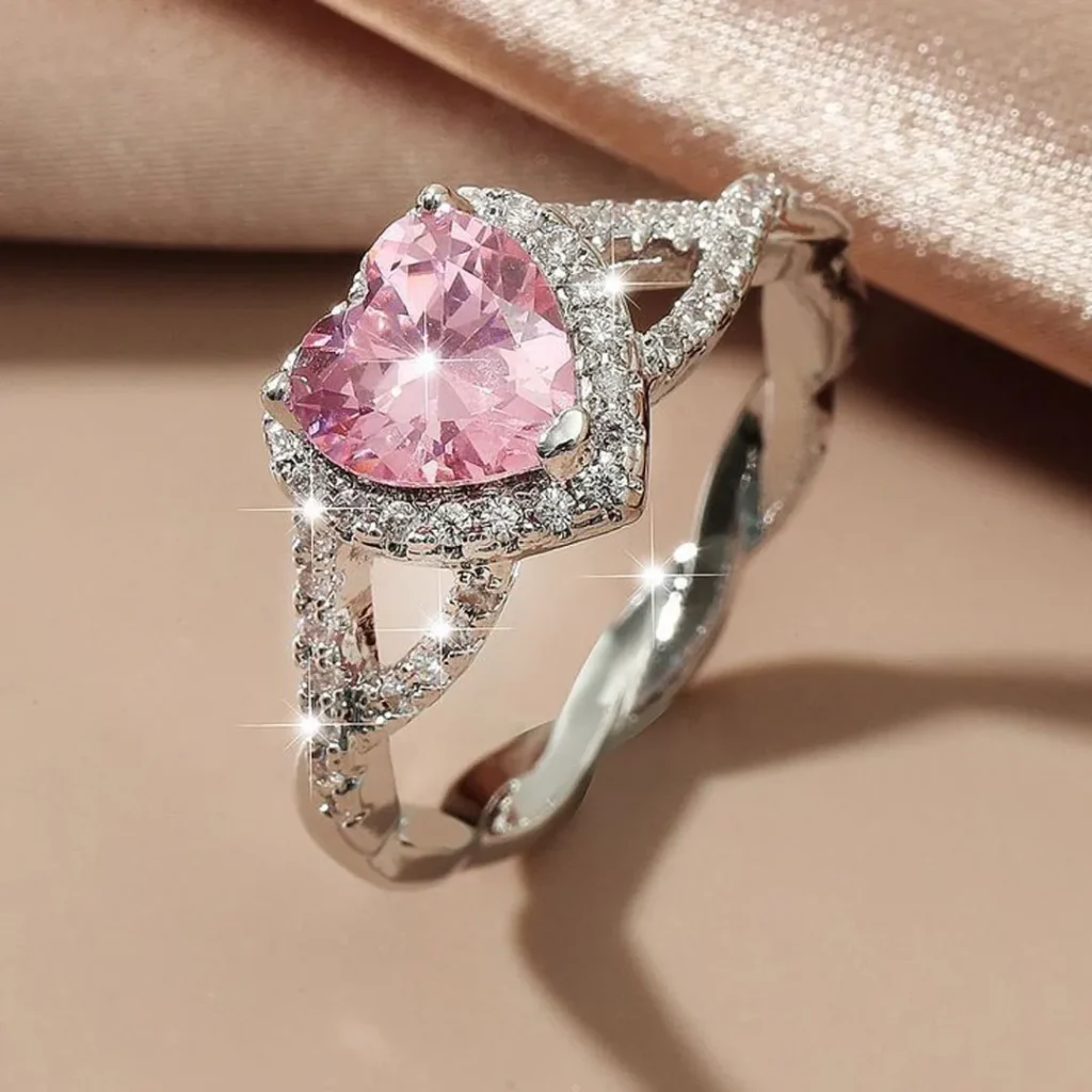 Ring with pink stone for girls