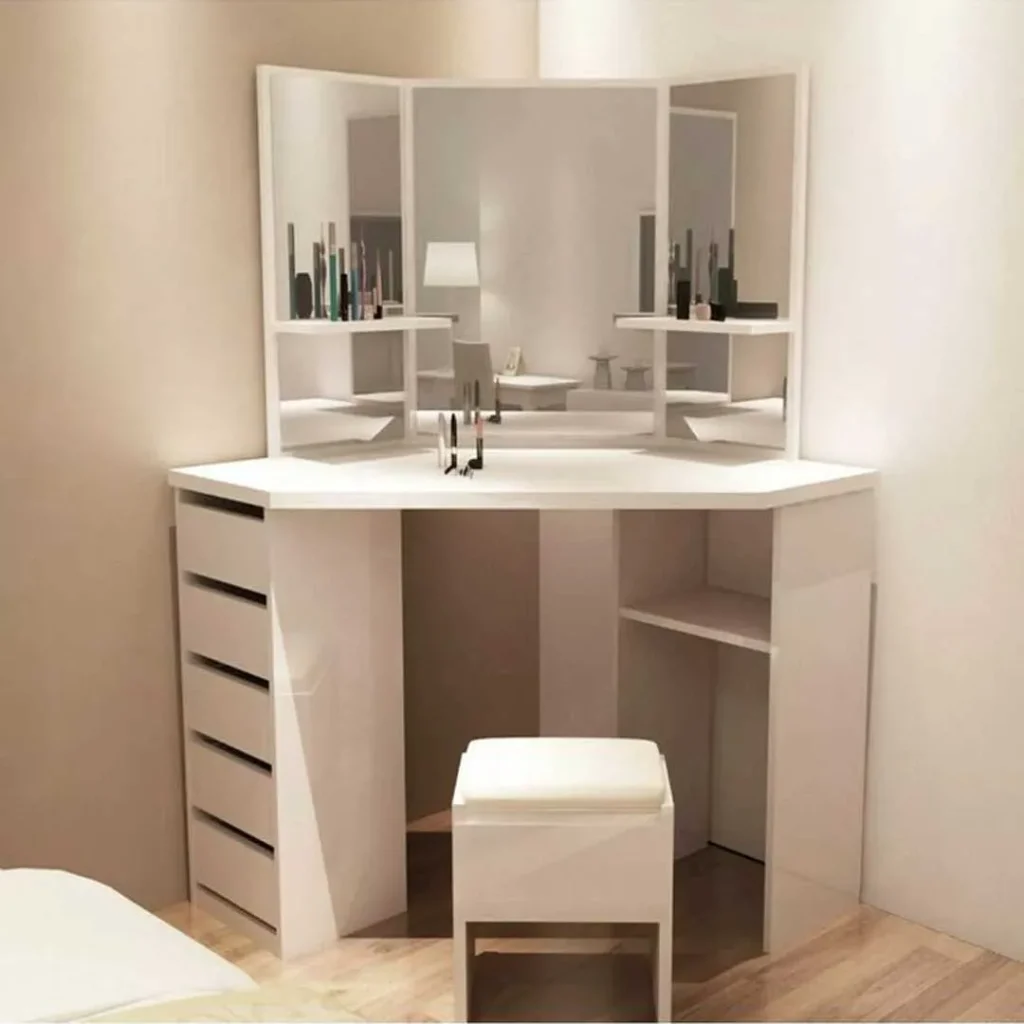 دیزاین میز آرایش فانتزی برای گوشه اتاق