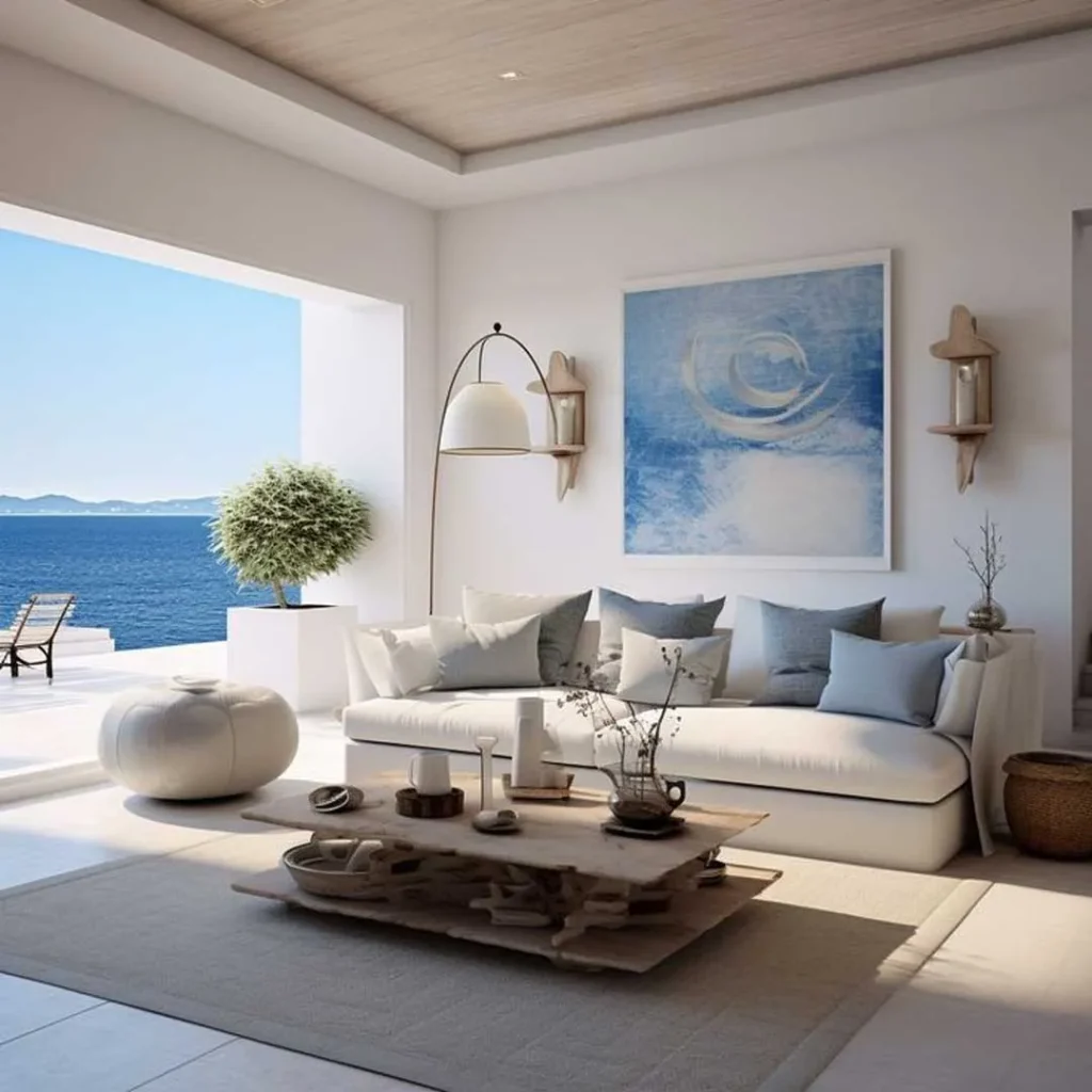 Attractive Greek style living room decoration