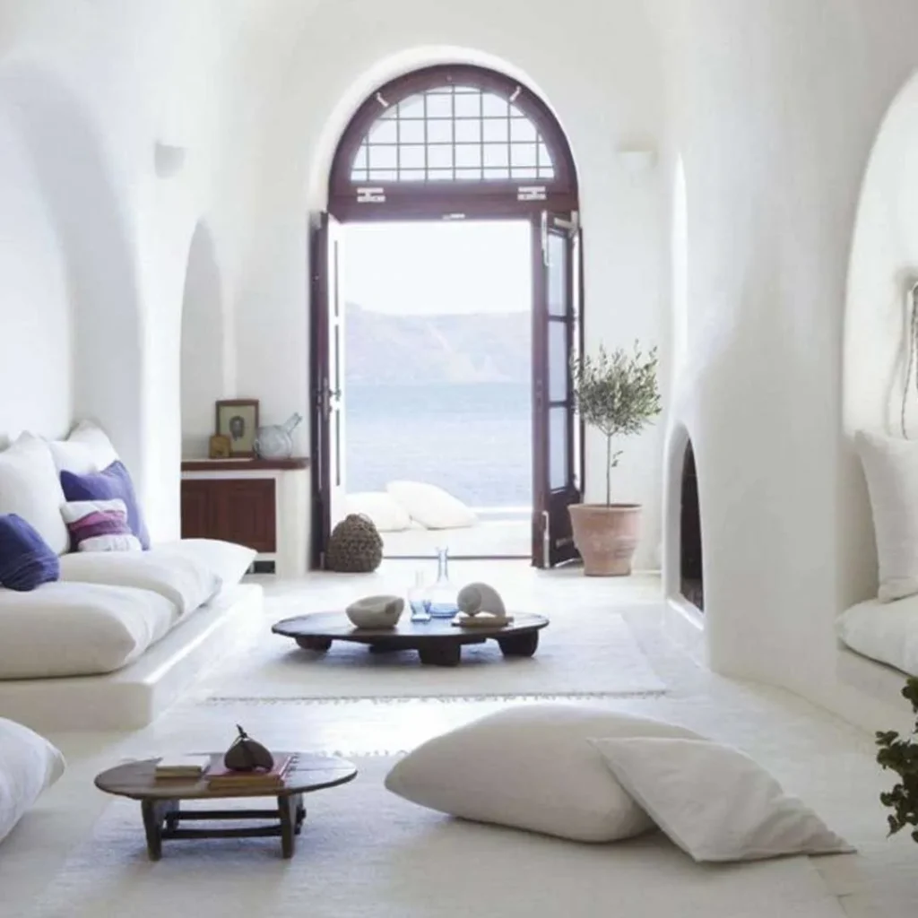 Relaxing Greek style living room decoration