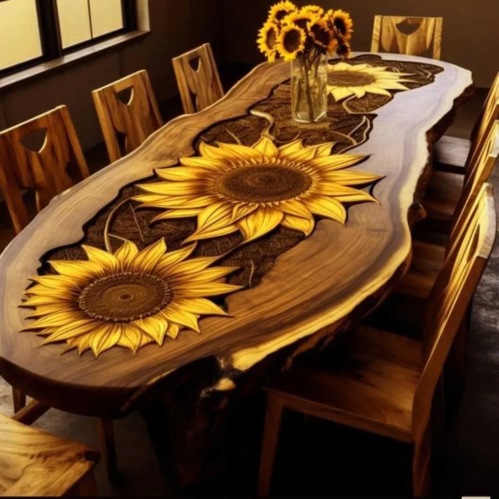میز غذاخوری با طرح گل آفتابگردان خاص