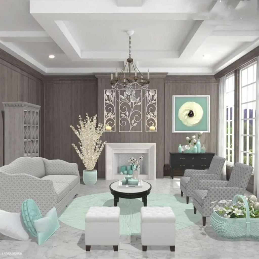 The most attractive living room decoration with calm color 