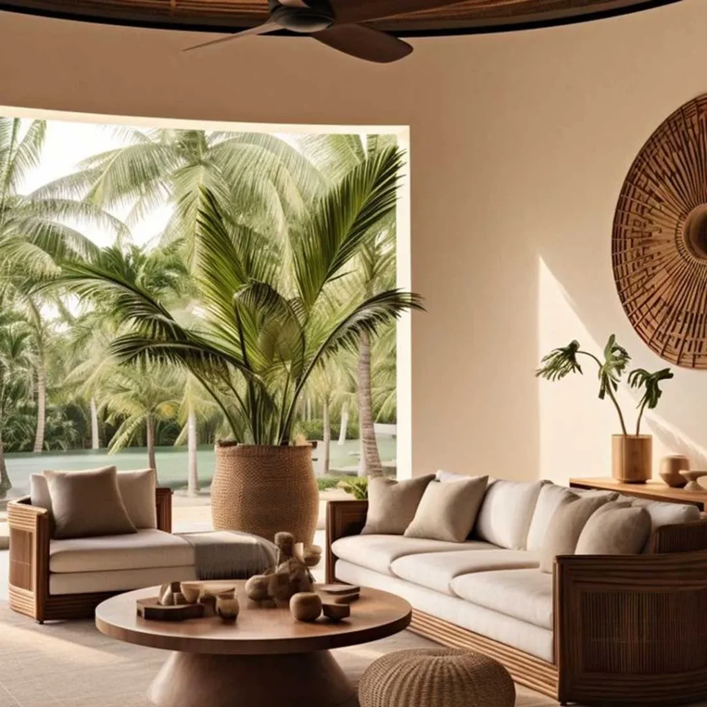 Attractive tropical living room decoration