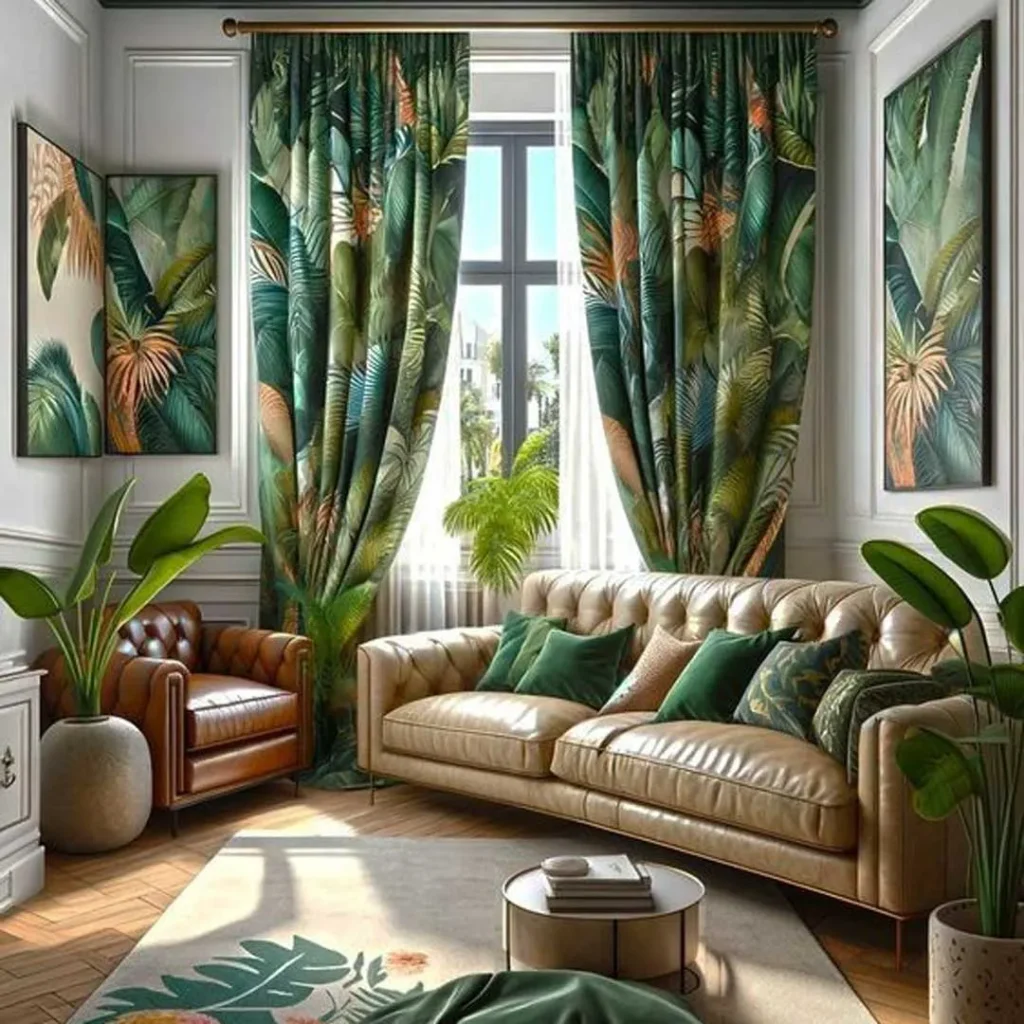 Cozy tropical living room decoration