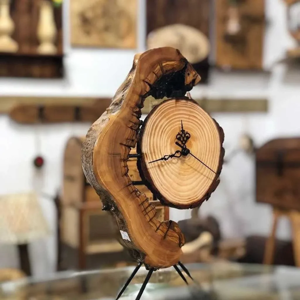 Desk clock with natural wood design