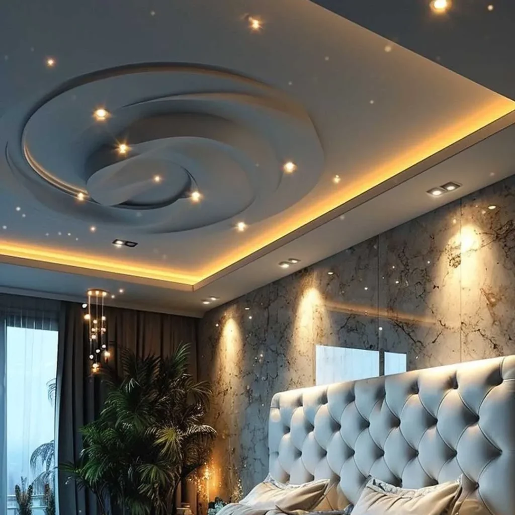 Modern bedroom ceiling design with lighting