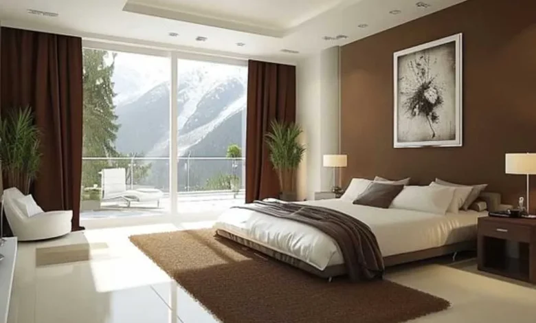 Bedroom design with cream and brown theme