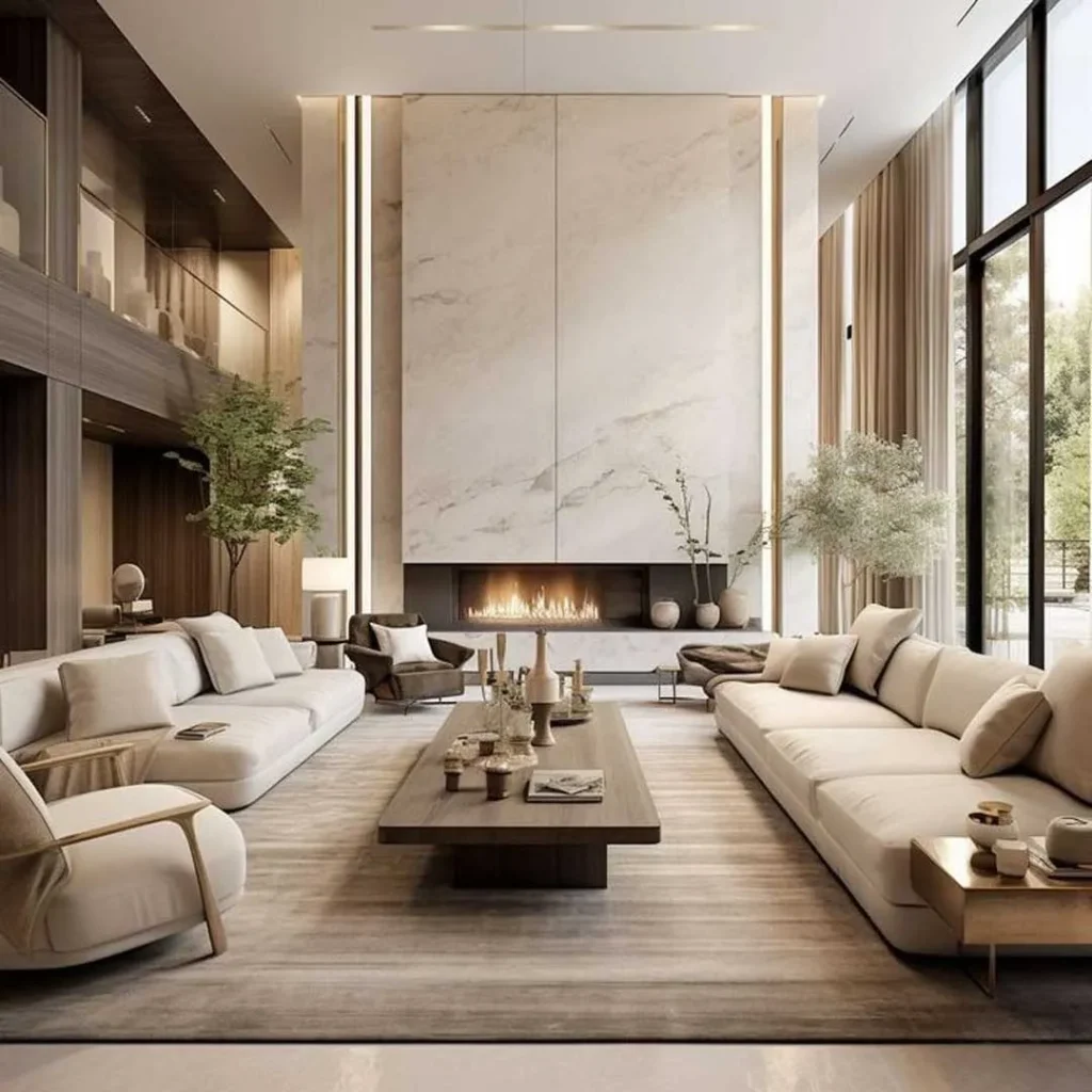 The most beautiful living room decoration with fireplace