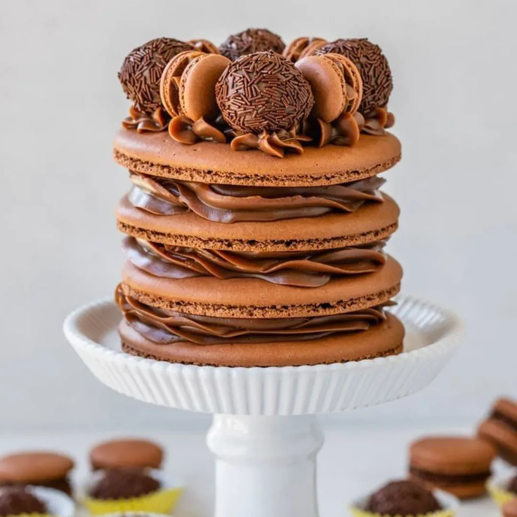 Chocolate cake macaron models