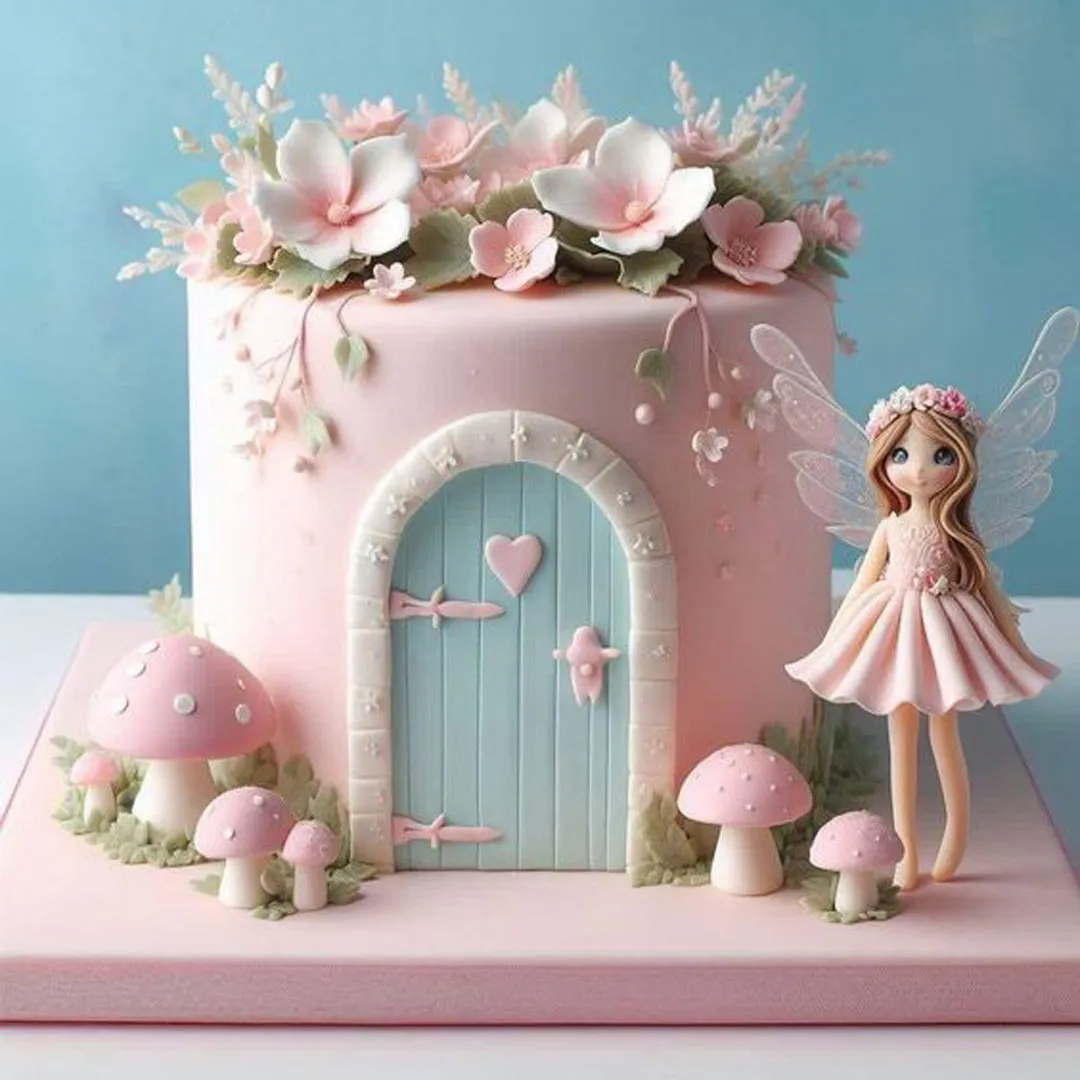 کیک با دیزاین فرشته بامزه