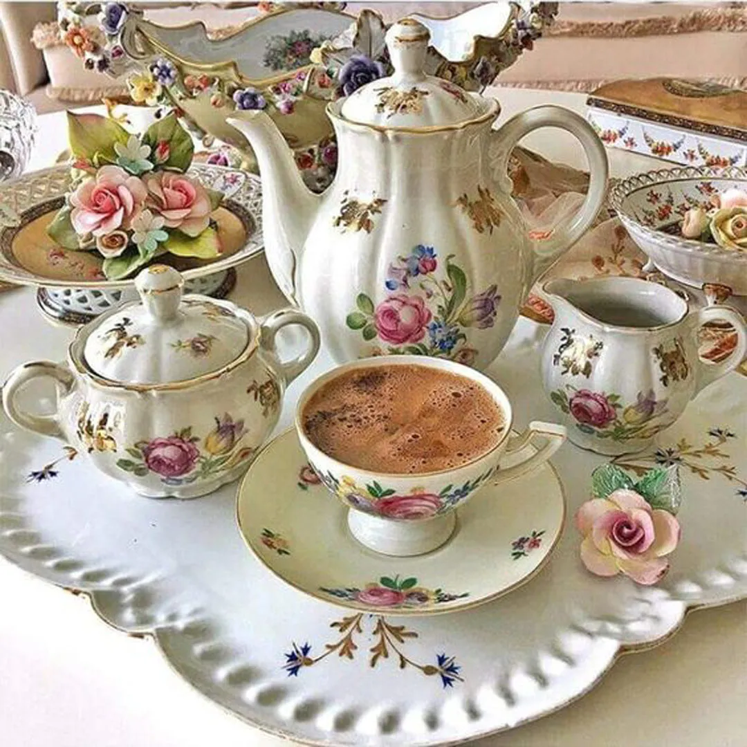 سرویس چای خوری آنتیک گلدار