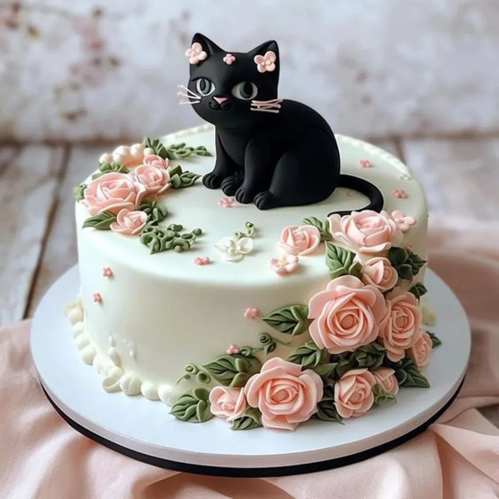  کیک با دیزاین گربه