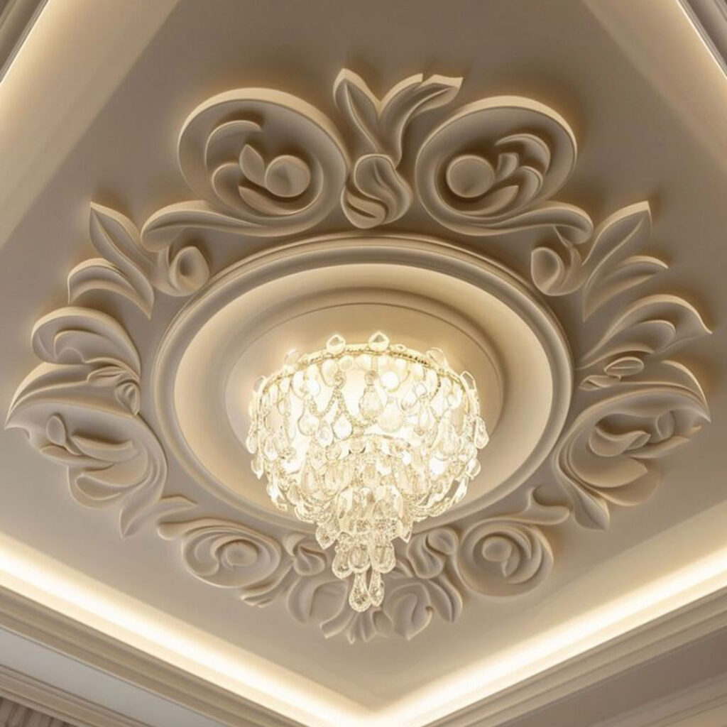 طراحی سقف پذیرایی کلاسیک جذاب