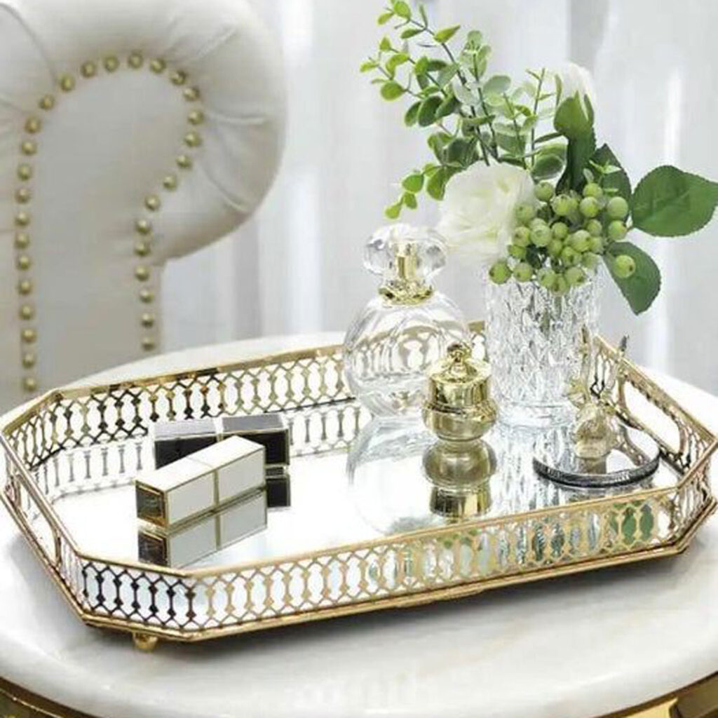 بهترین چیدمان اکسسوری سینی آینه ای