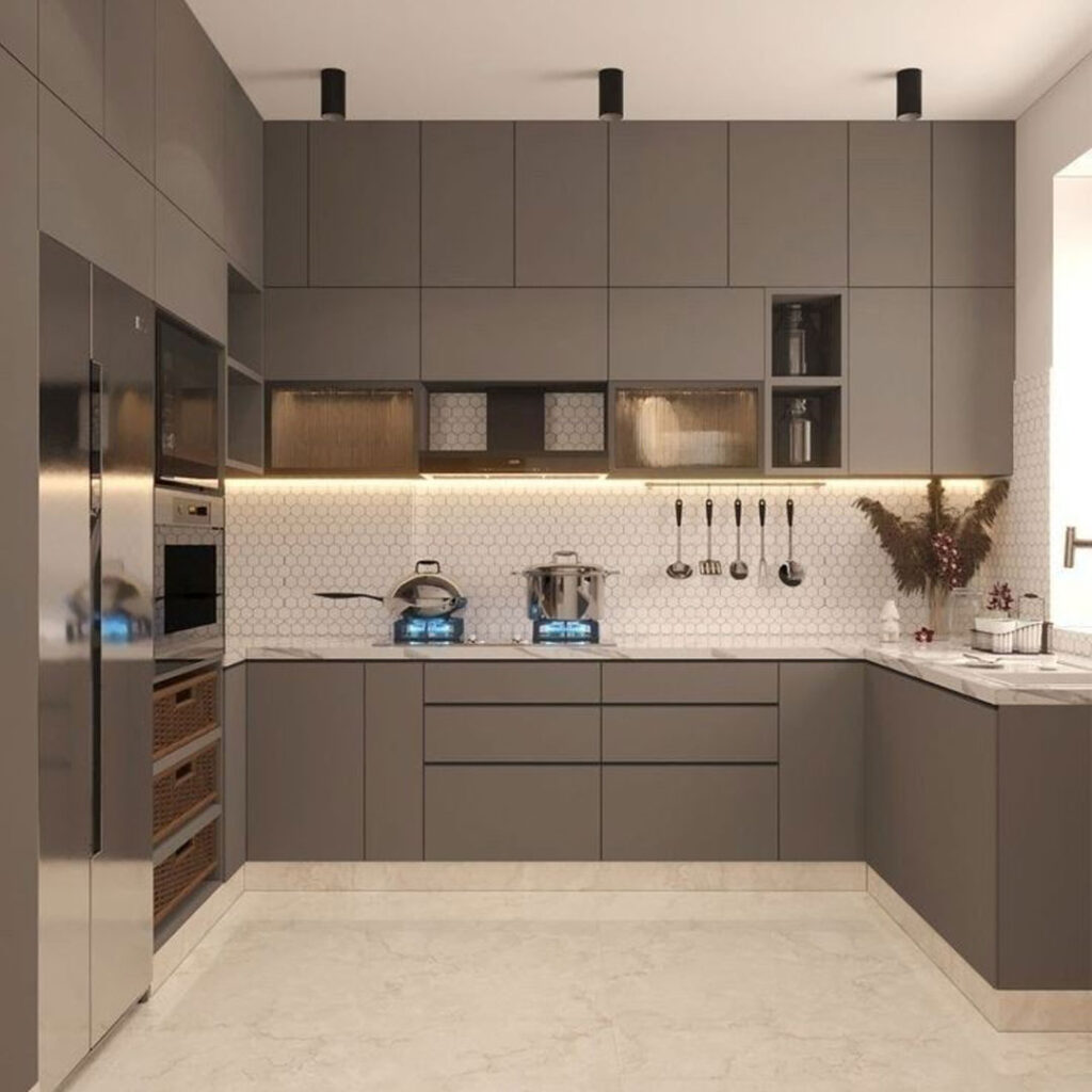 زیباترین طراحی کابینت آشپزخانه شکل L